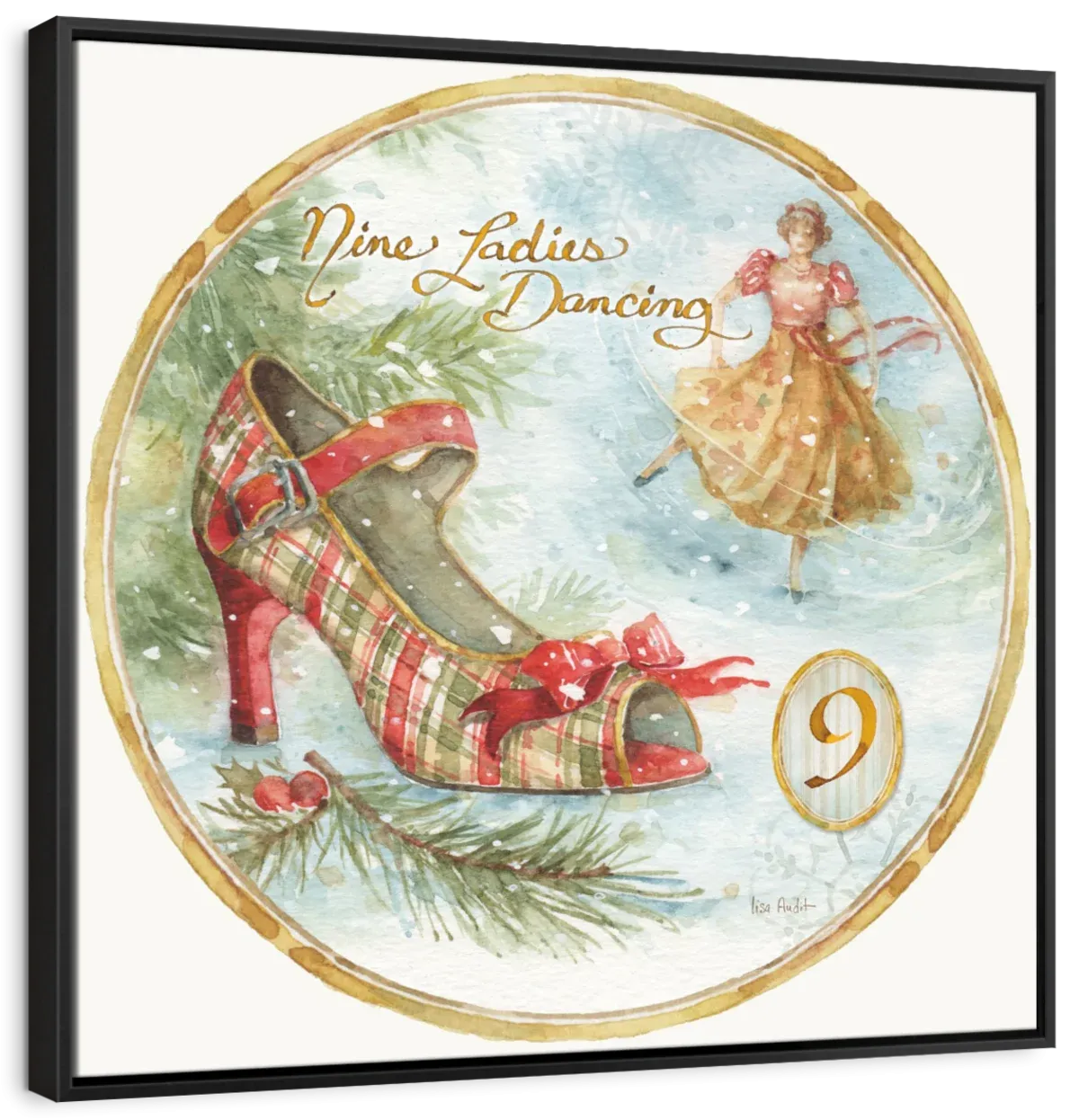 12 Days Of Christmas IX Round Wall Art