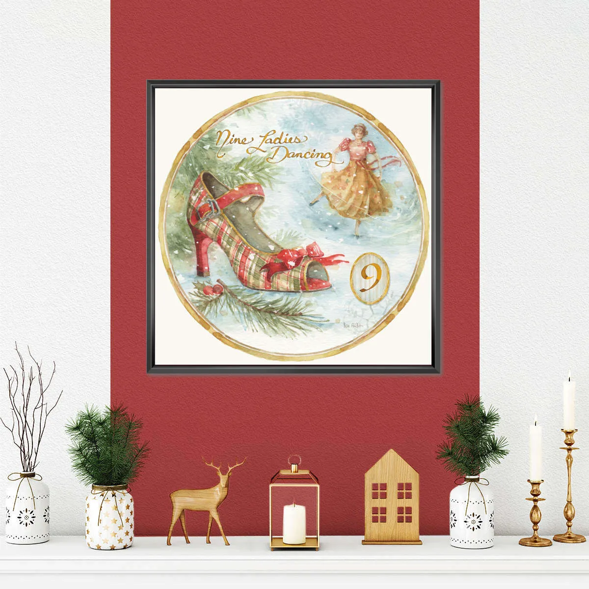 12 Days Of Christmas IX Round Wall Art