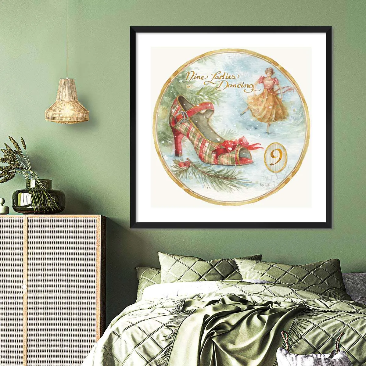 12 Days Of Christmas IX Round Wall Art