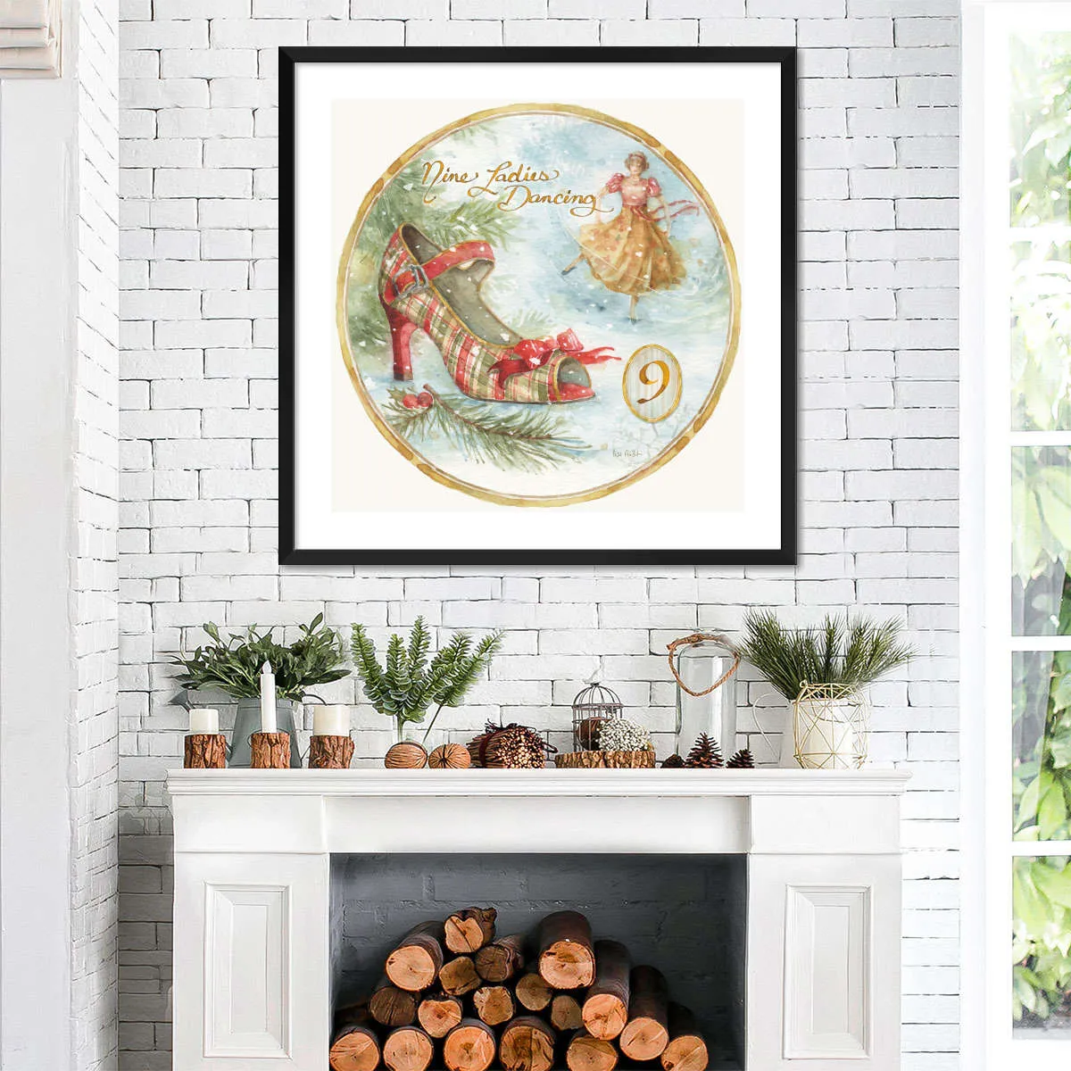 12 Days Of Christmas IX Round Wall Art