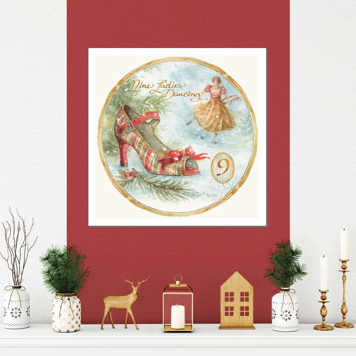 12 Days Of Christmas IX Round Wall Art