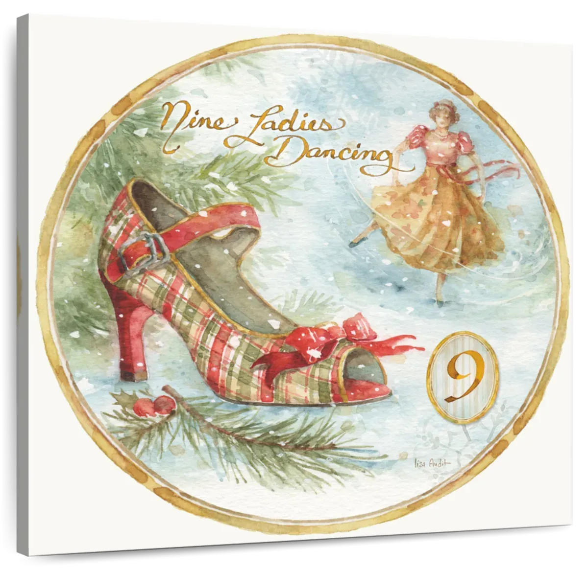 12 Days Of Christmas IX Round Wall Art