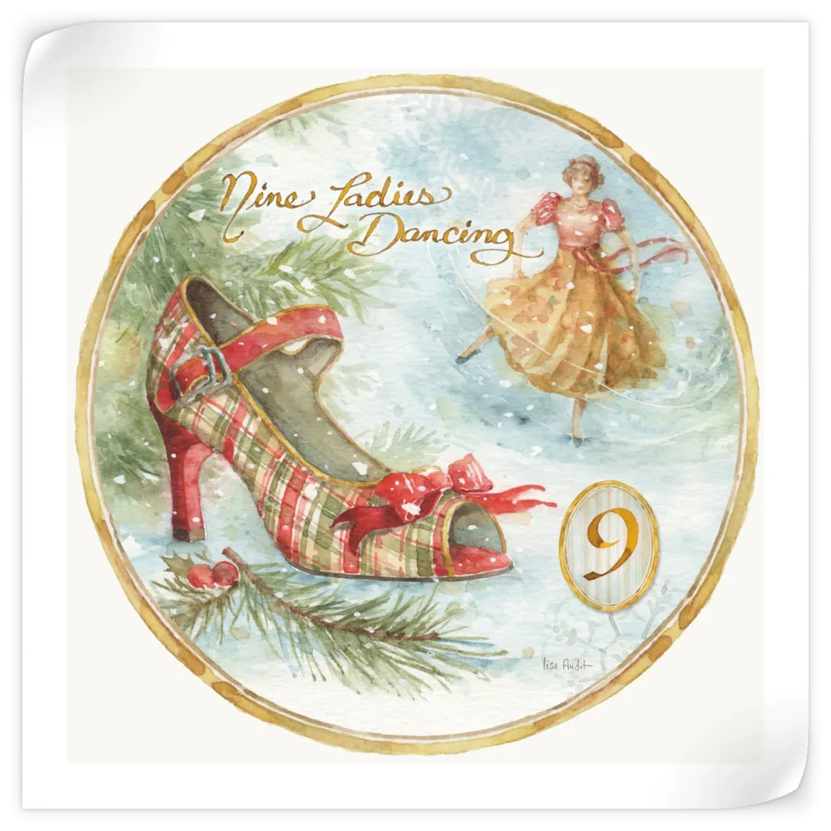 12 Days Of Christmas IX Round Wall Art