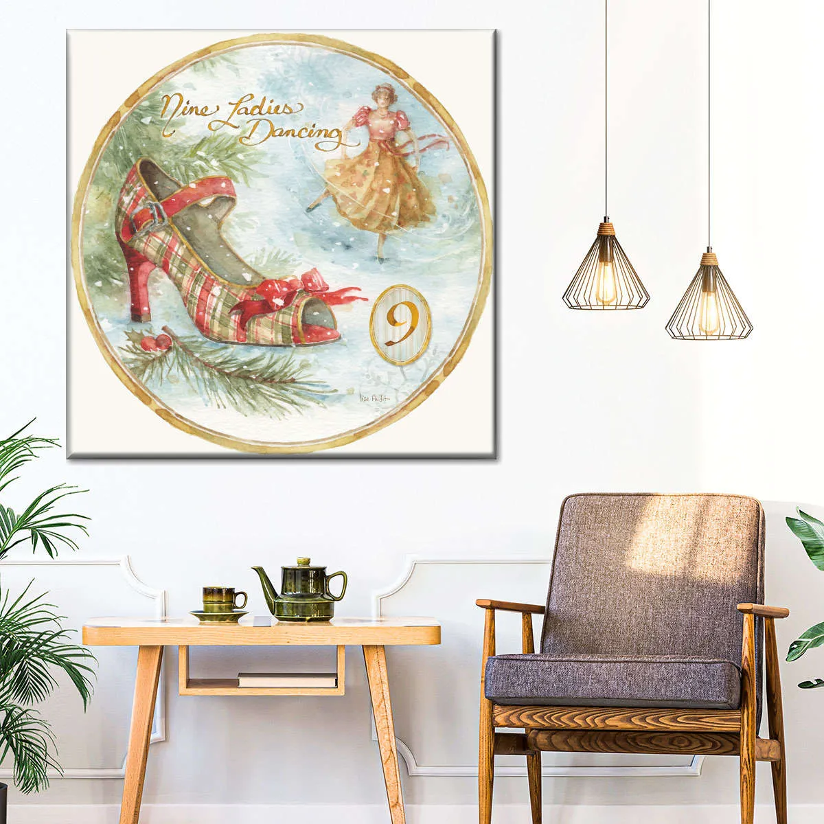 12 Days Of Christmas IX Round Wall Art