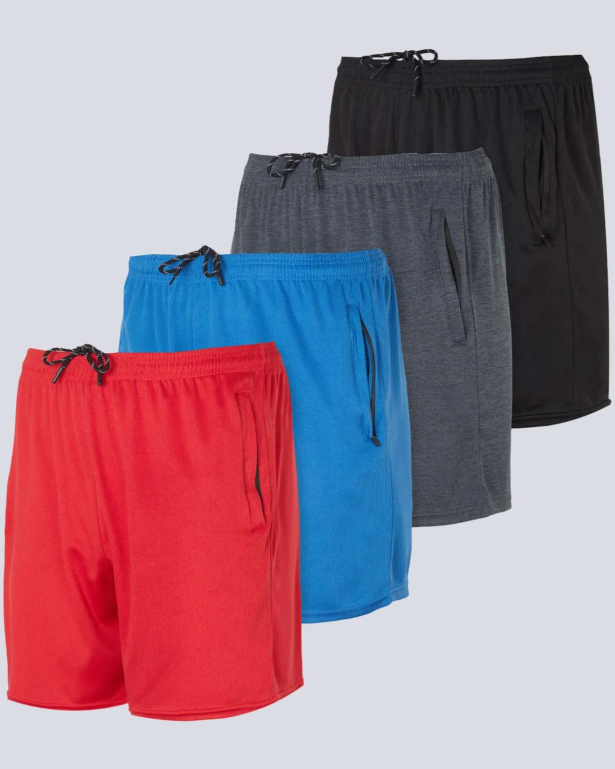 4 Pack: Men's 5 Mesh Running Shorts with Zipper Pockets