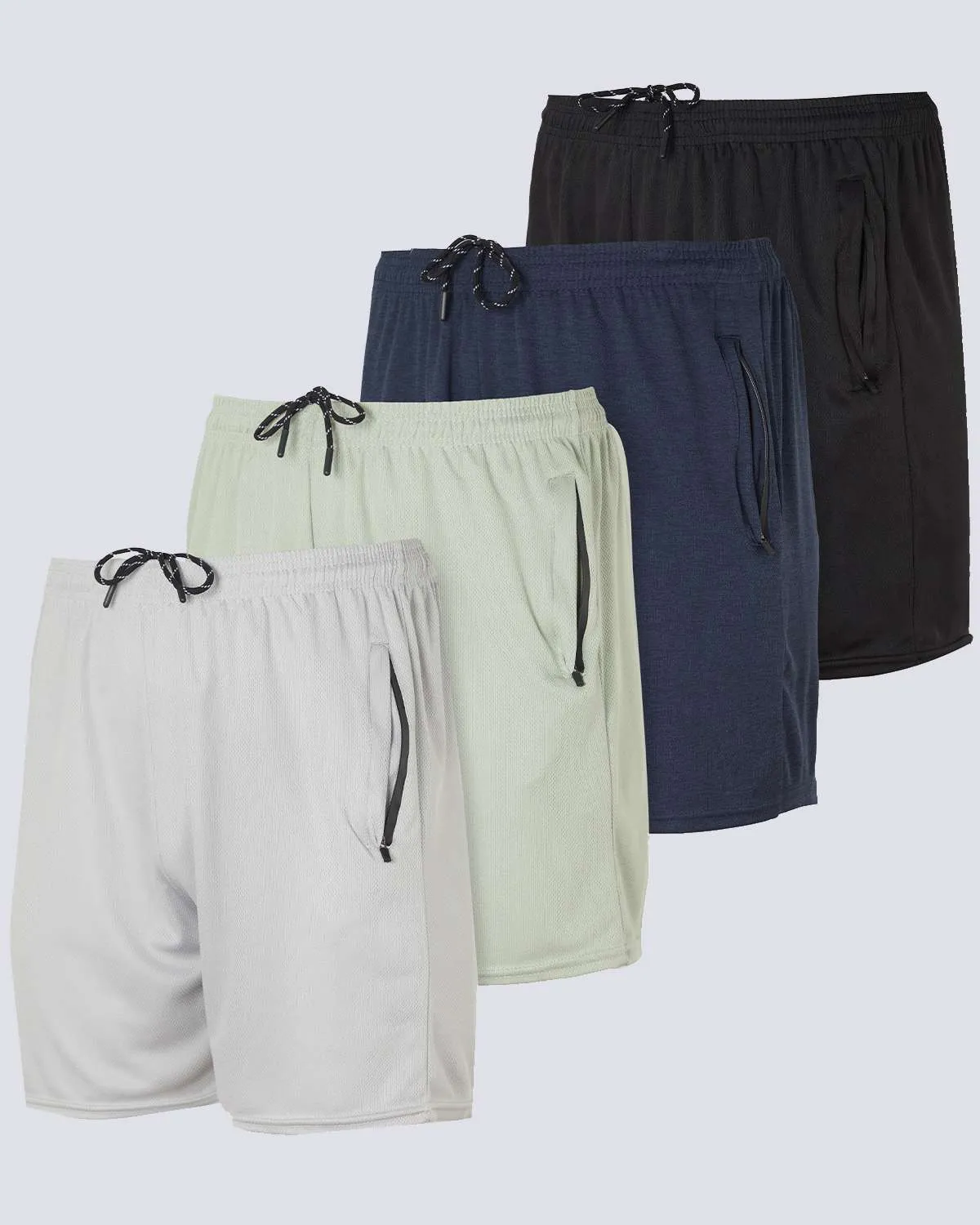 4 Pack: Men's 5 Mesh Running Shorts with Zipper Pockets