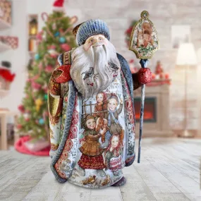 A Day to Remember Santa Hand-Painted Wood Carved Masterpiece by G DeBrekht - Christmas Dcor - L291351