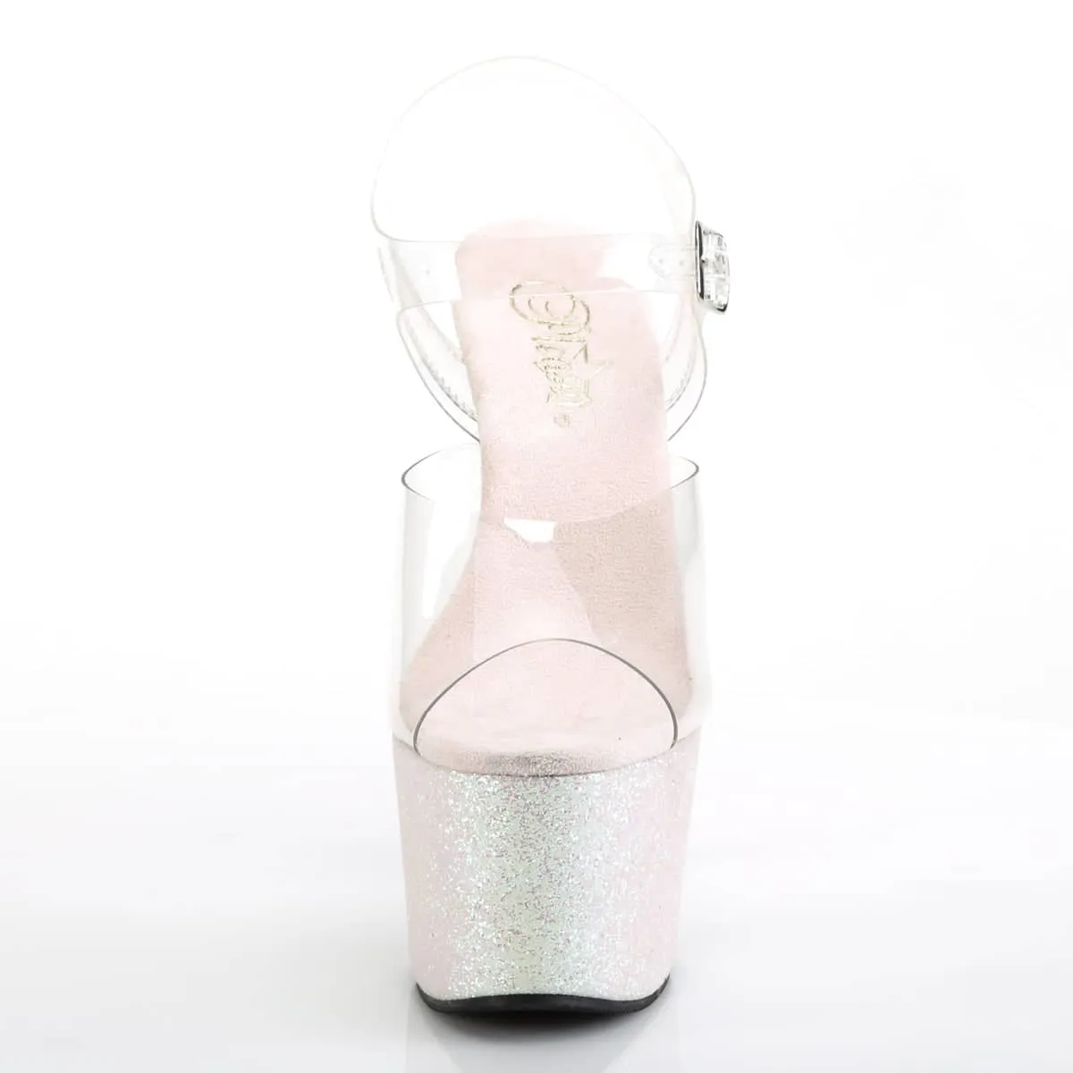 ADORE-708HMG Clear & Pink Ankle Peep Toe High Heel