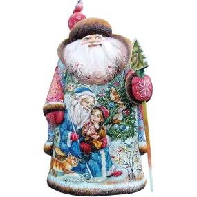 Afternoon with Santa, Woodcarved Figurine L291212 by G. DeBrekht - SPECIAL ORDER