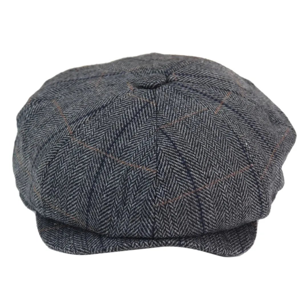 Albert - Men's 8 Panel Hat Wool Newsboy Flat Cap Grandad 1920s Peaky Blinders