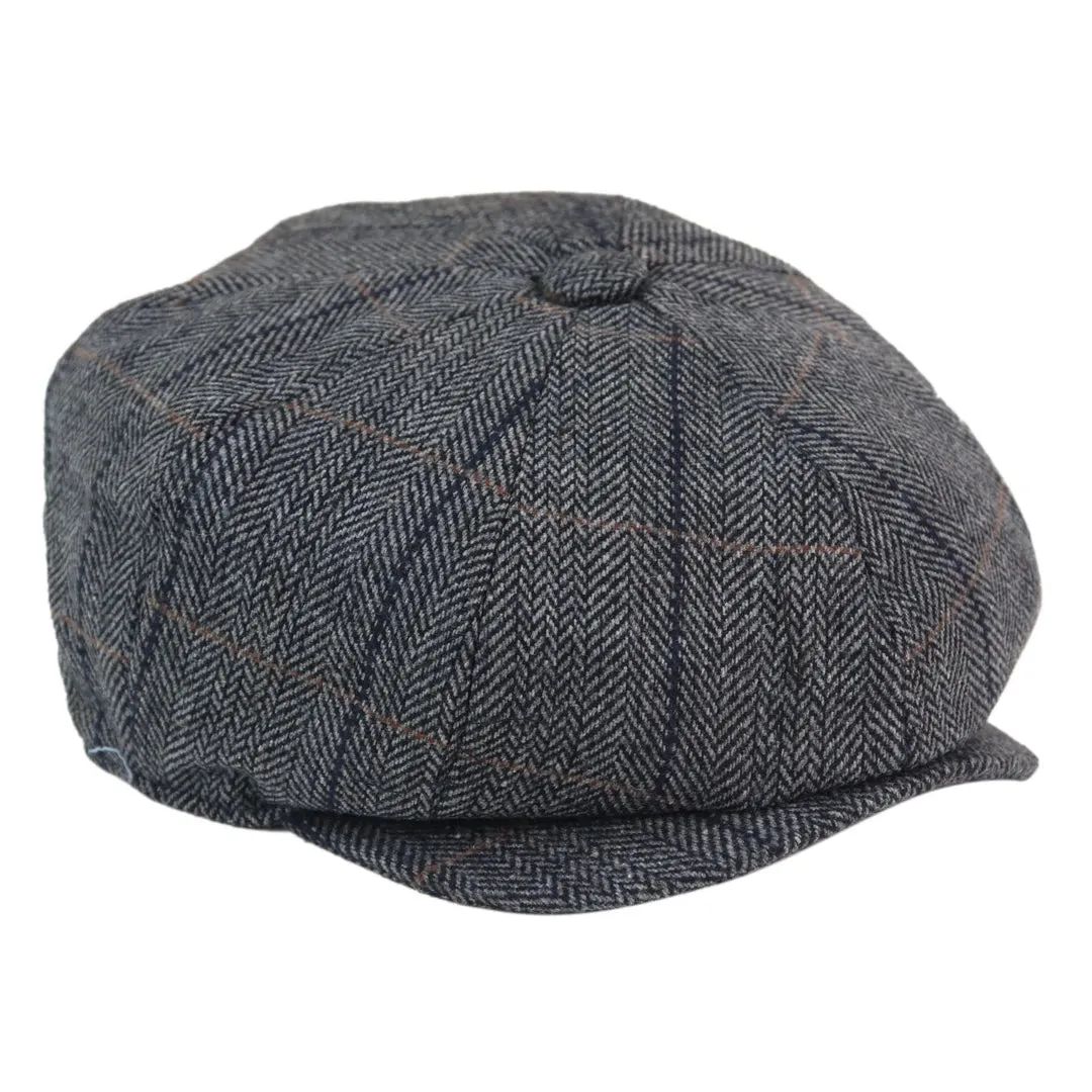 Albert - Men's 8 Panel Hat Wool Newsboy Flat Cap Grandad 1920s Peaky Blinders