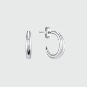 Alta Silver Crescent Shaped Hoop Earrings