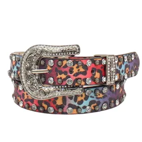 Angel Ranch Children's Crystal Studs Leopard Print Belt