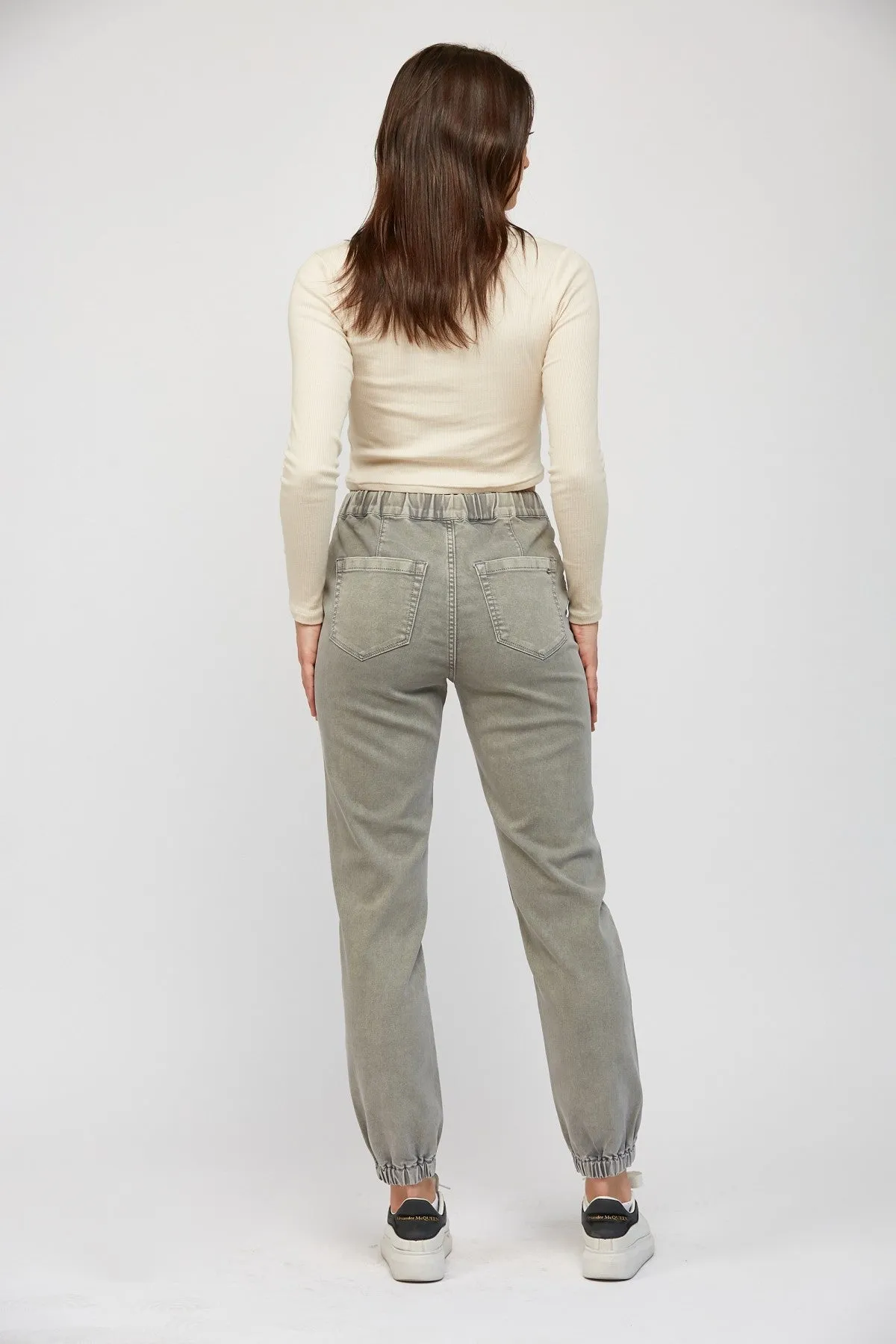 Ash Grey High Rise Jogger Crop | Mica