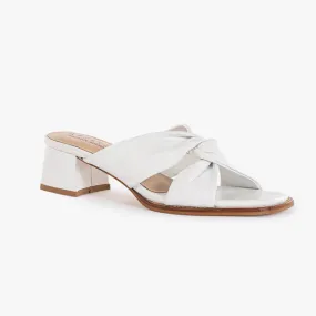 Ateliers Doria Twist Front Suede Sandal | White, Tan