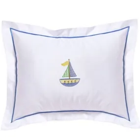 Baby Boudoir Pillow Cover in Cross Stitch Sailboat Blue