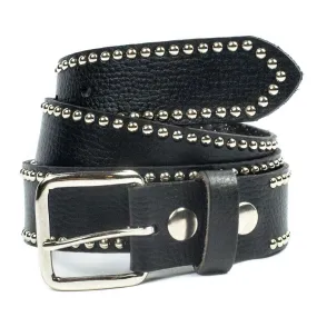 Black Leather Belt w/ Silver Studded Edge