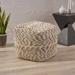 Boho Wool and Cotton Ottoman Pouf - NH823903