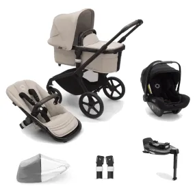 Bugaboo Fox 5, Nuna Turtle and Base Travel System - Black/Desert Taupe/Desert Taupe