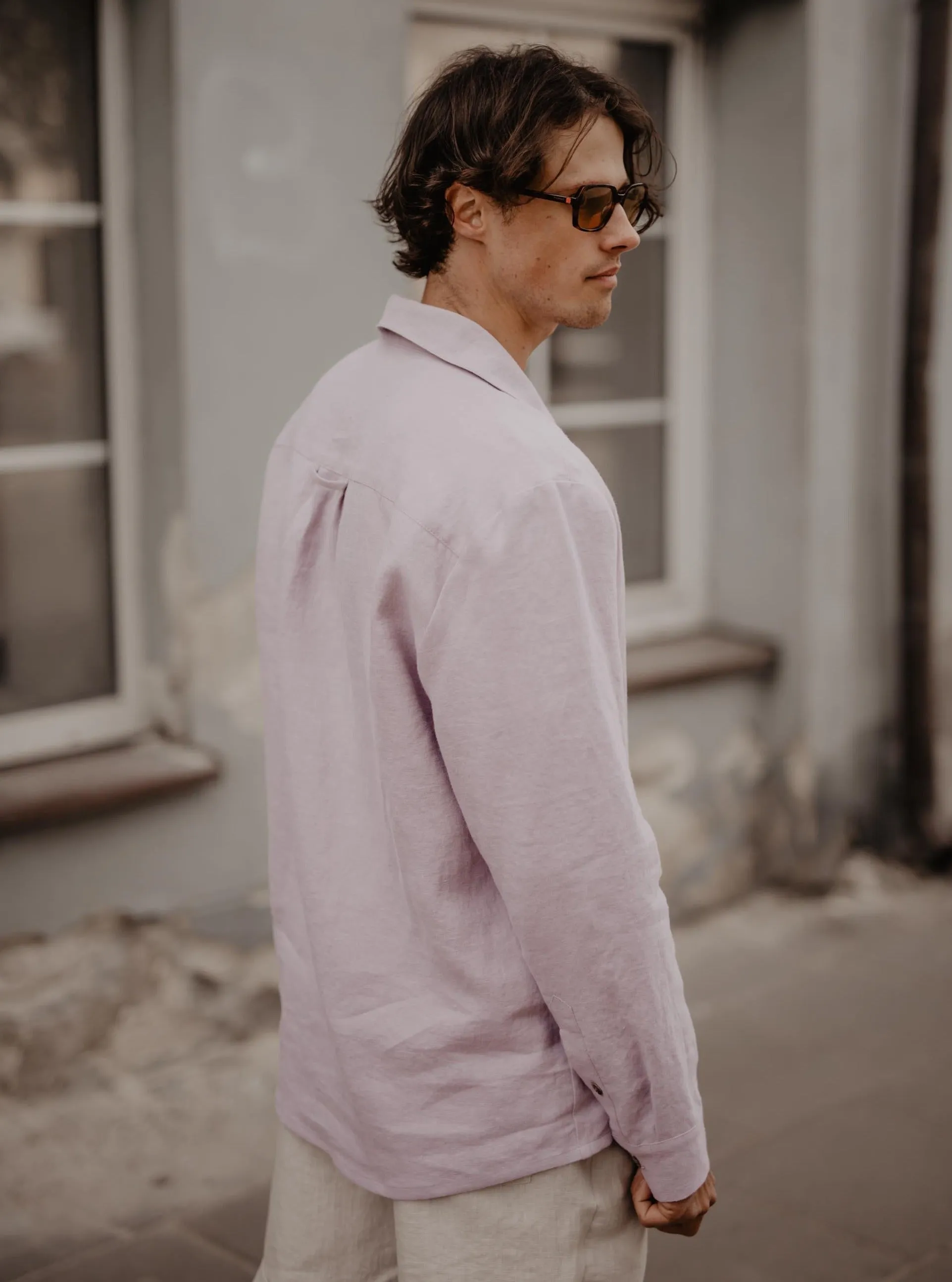 Classic linen shirt HECTOR - Dusty Rose