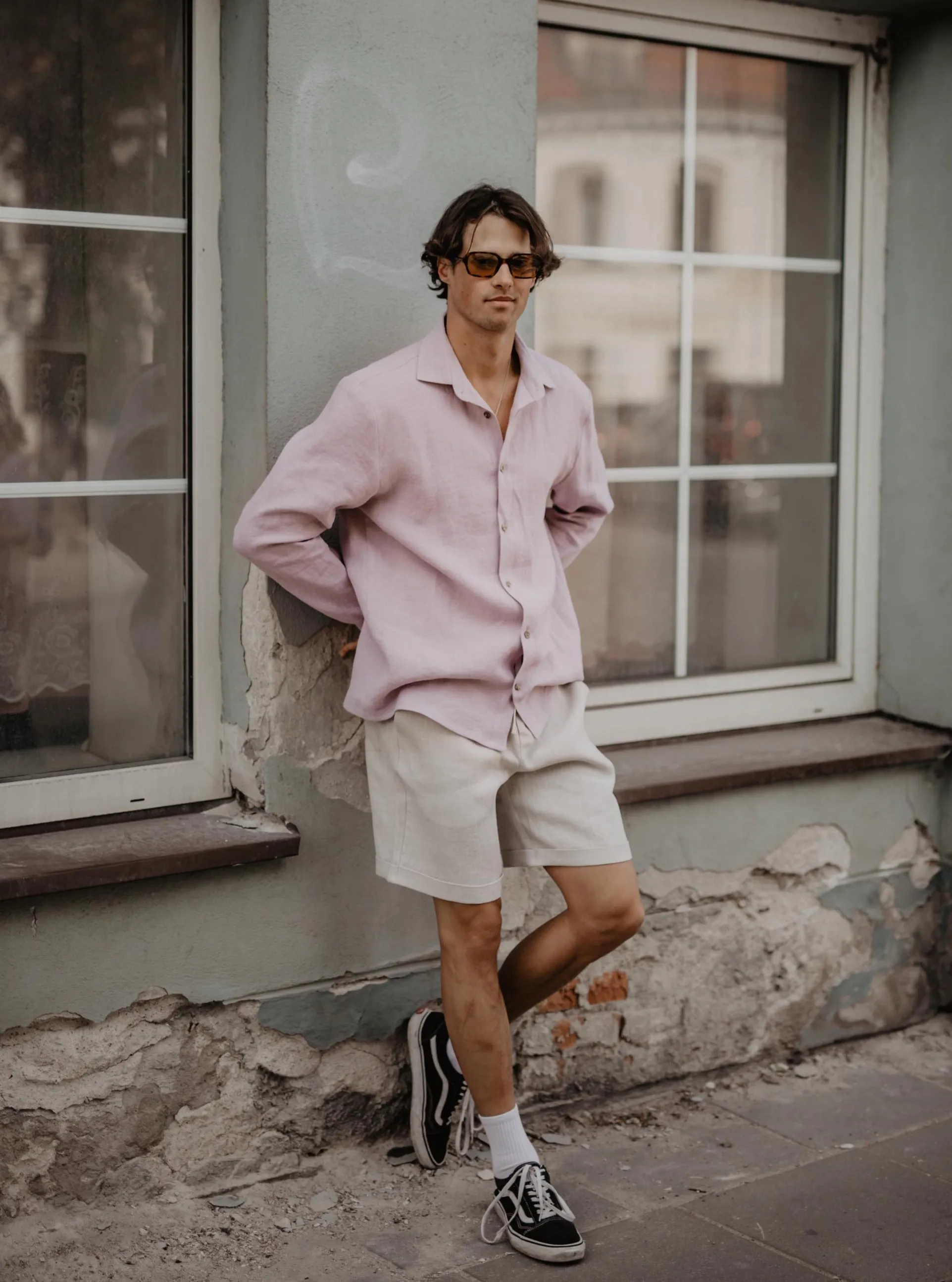 Classic linen shirt HECTOR - Dusty Rose