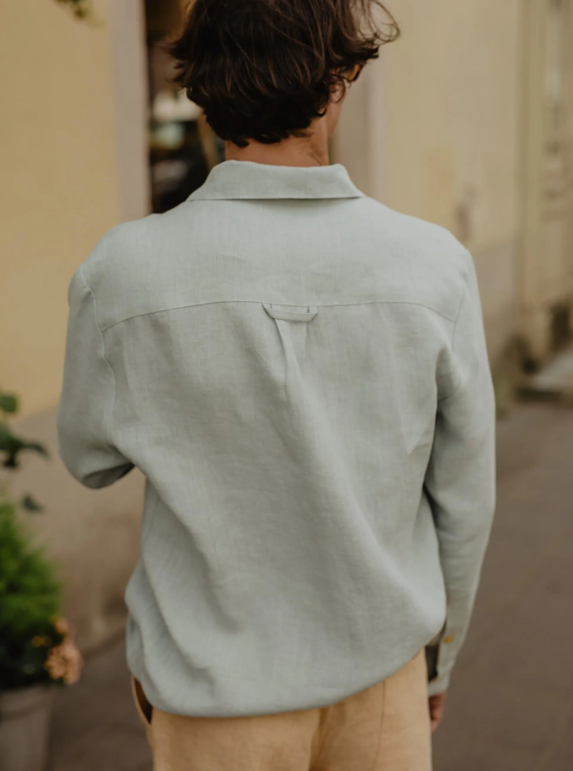 Classic linen shirt HECTOR - Sage Green