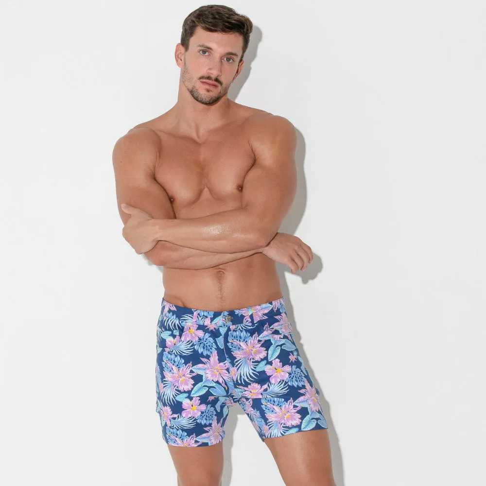 Code 22 slim fit 5" stretch short 9712 aqua floral