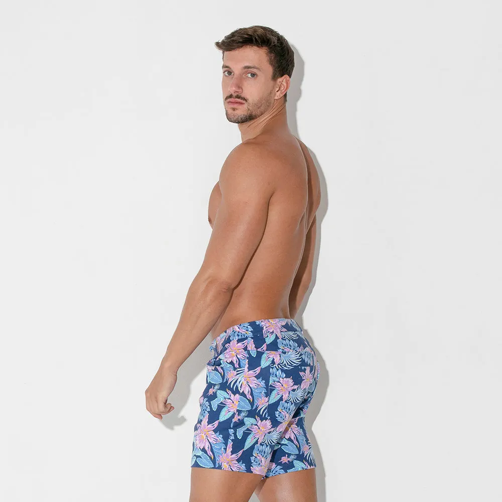 Code 22 slim fit 5" stretch short 9712 aqua floral