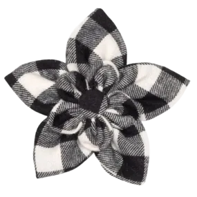 Collar Flower | Black & Off-White Buffalo Check