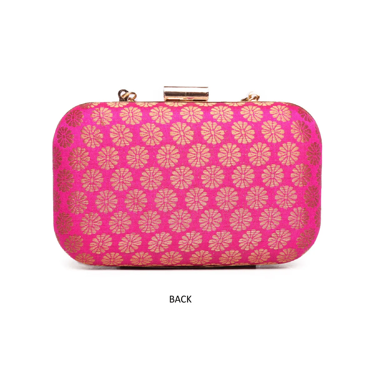 Embllished Pink Jewel Box Clutch With Sling Strap