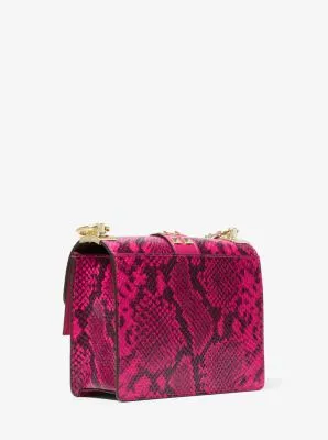 Greenwich Small Studded Snake Embossed Leather Crossbody Bag