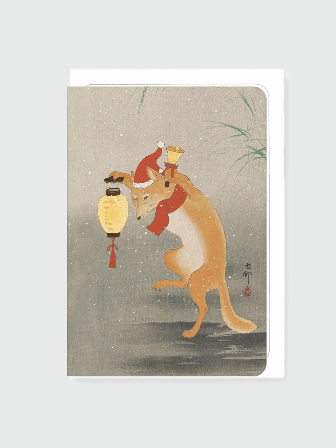 Greeting Card - Dancing Santa Fox