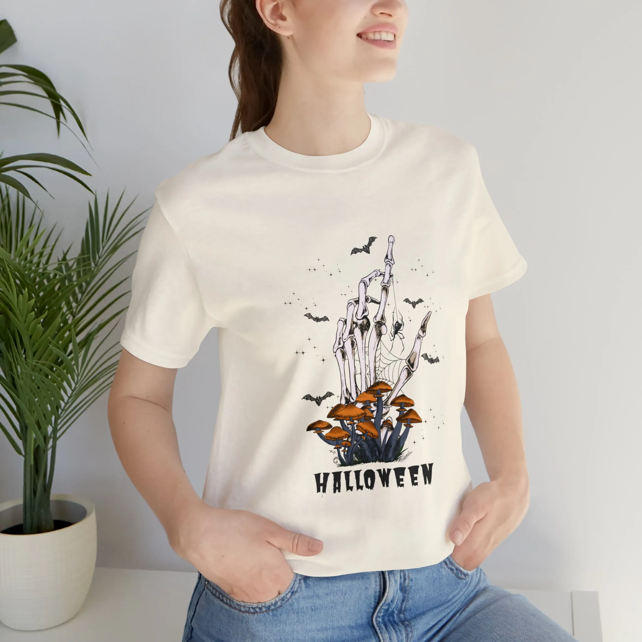 Halloween hand mushrooms Unisex Jersey Short Sleeve Tee