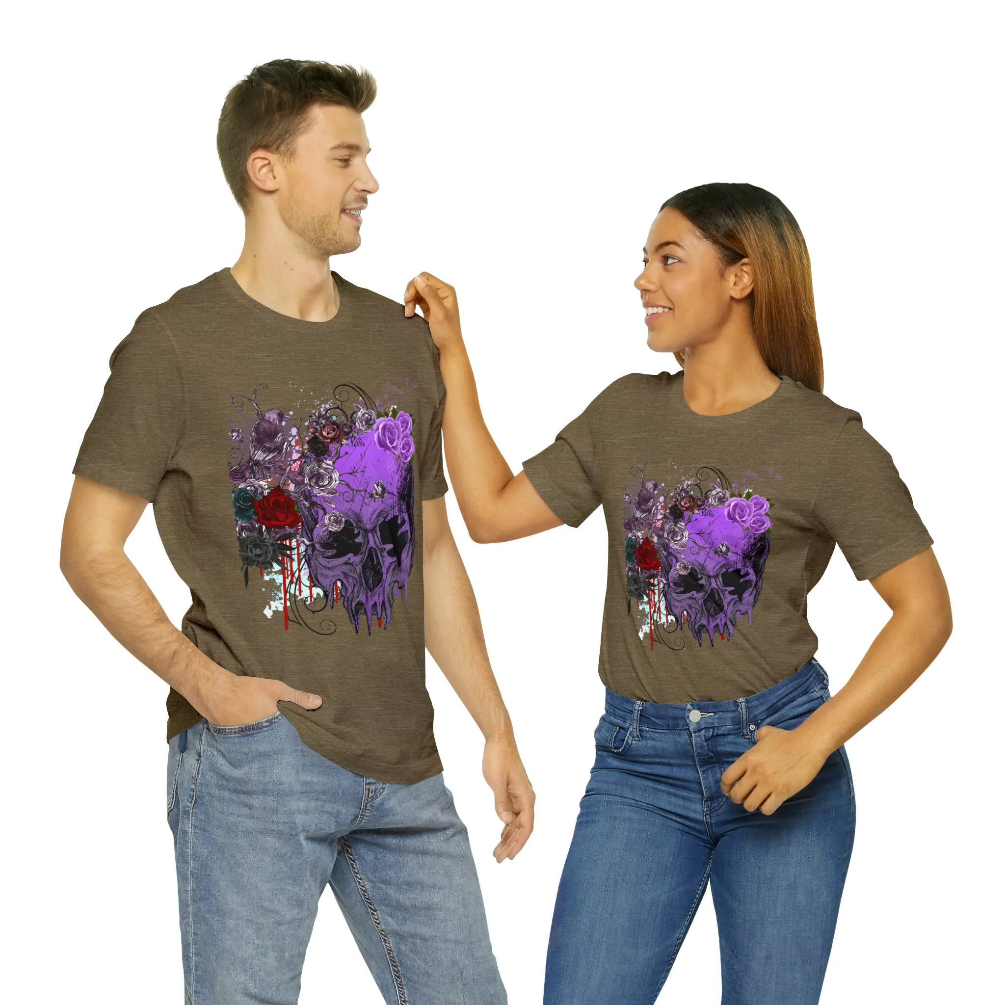 Halloween skull purple Unisex Jersey Short Sleeve Tee