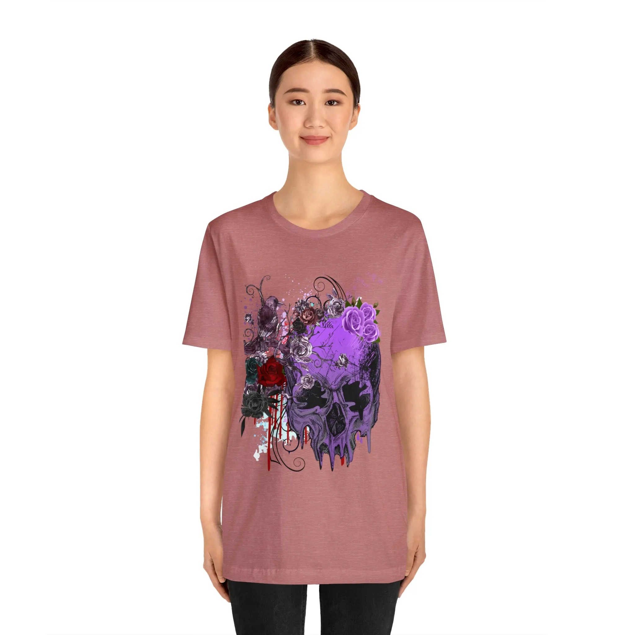 Halloween skull purple Unisex Jersey Short Sleeve Tee