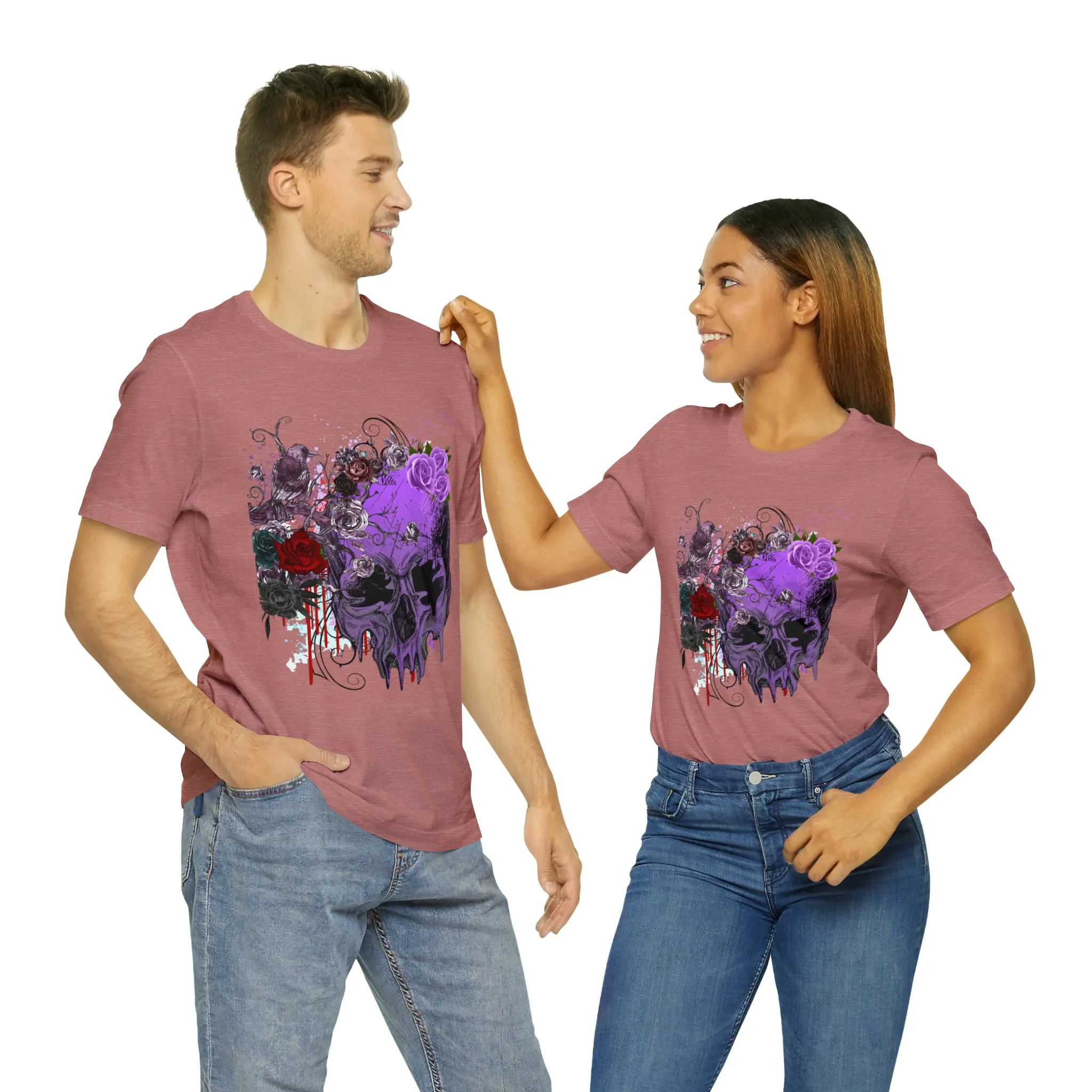 Halloween skull purple Unisex Jersey Short Sleeve Tee