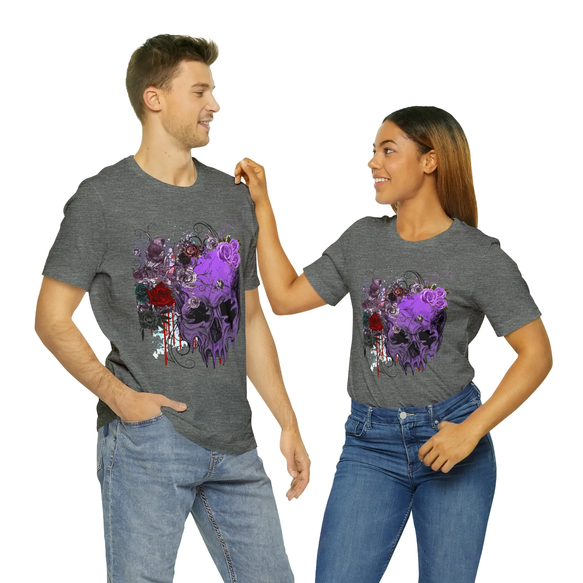 Halloween skull purple Unisex Jersey Short Sleeve Tee