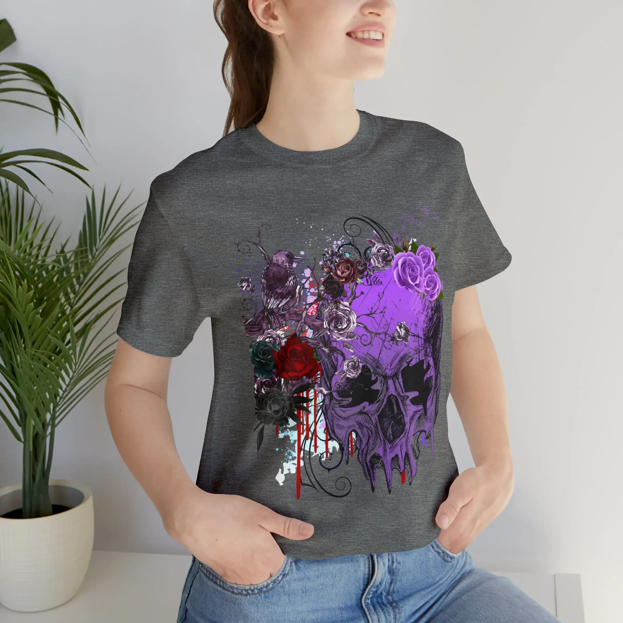 Halloween skull purple Unisex Jersey Short Sleeve Tee