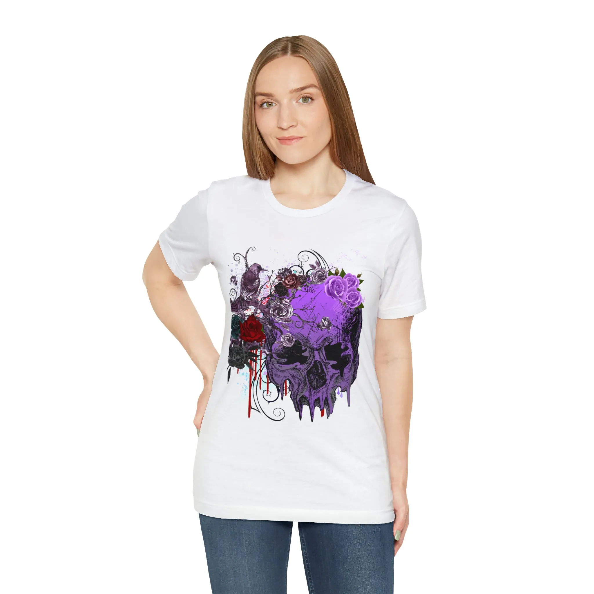 Halloween skull purple Unisex Jersey Short Sleeve Tee