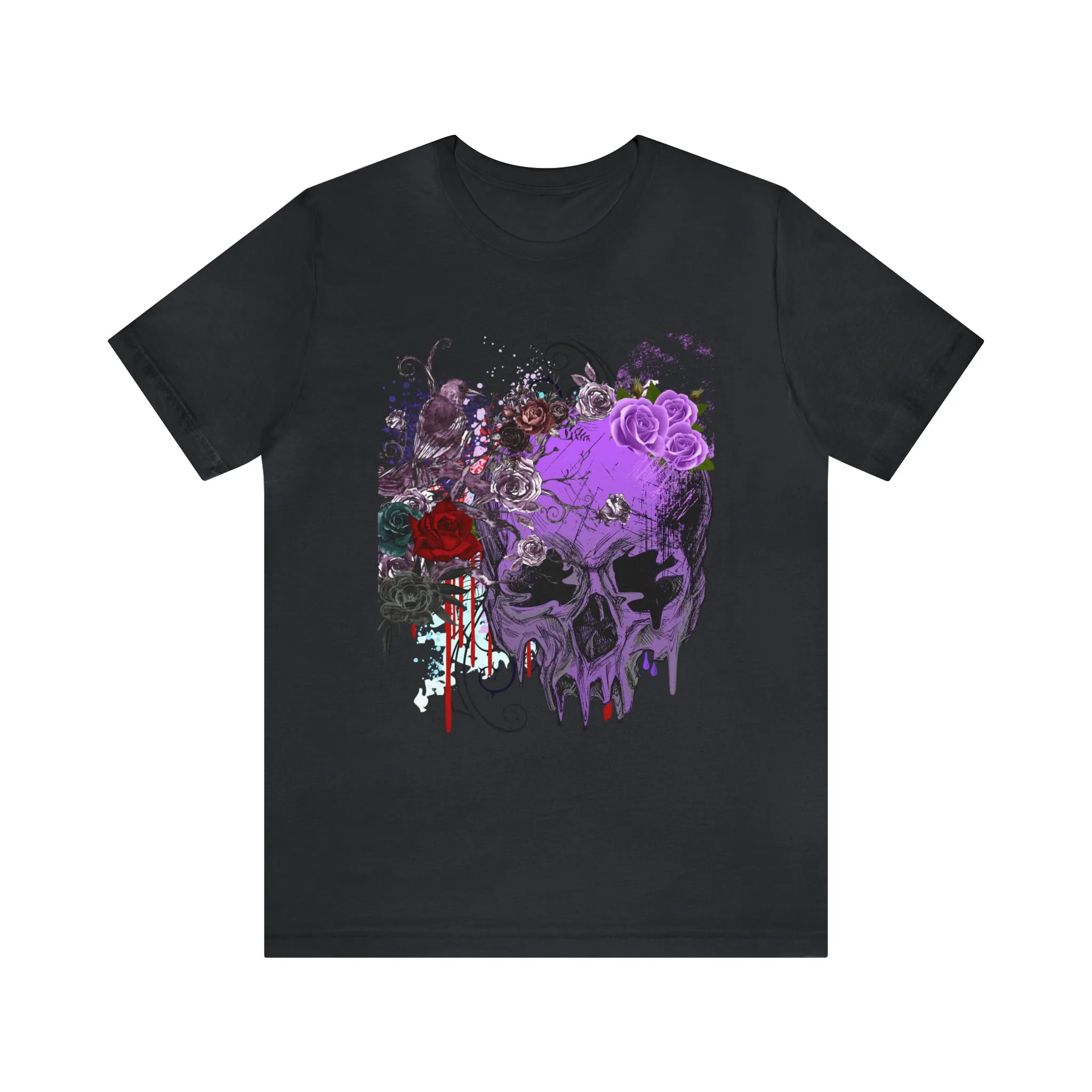 Halloween skull purple Unisex Jersey Short Sleeve Tee