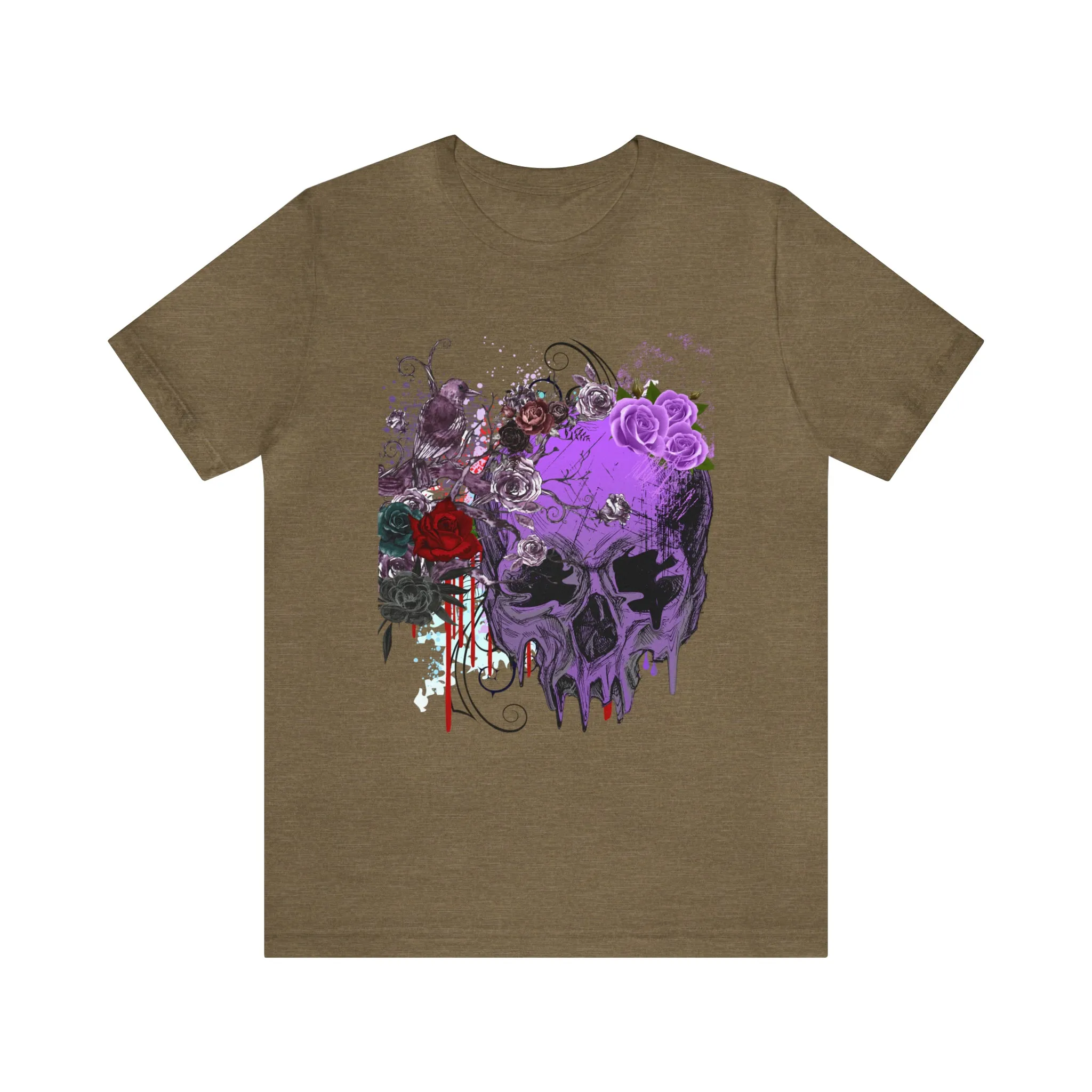 Halloween skull purple Unisex Jersey Short Sleeve Tee