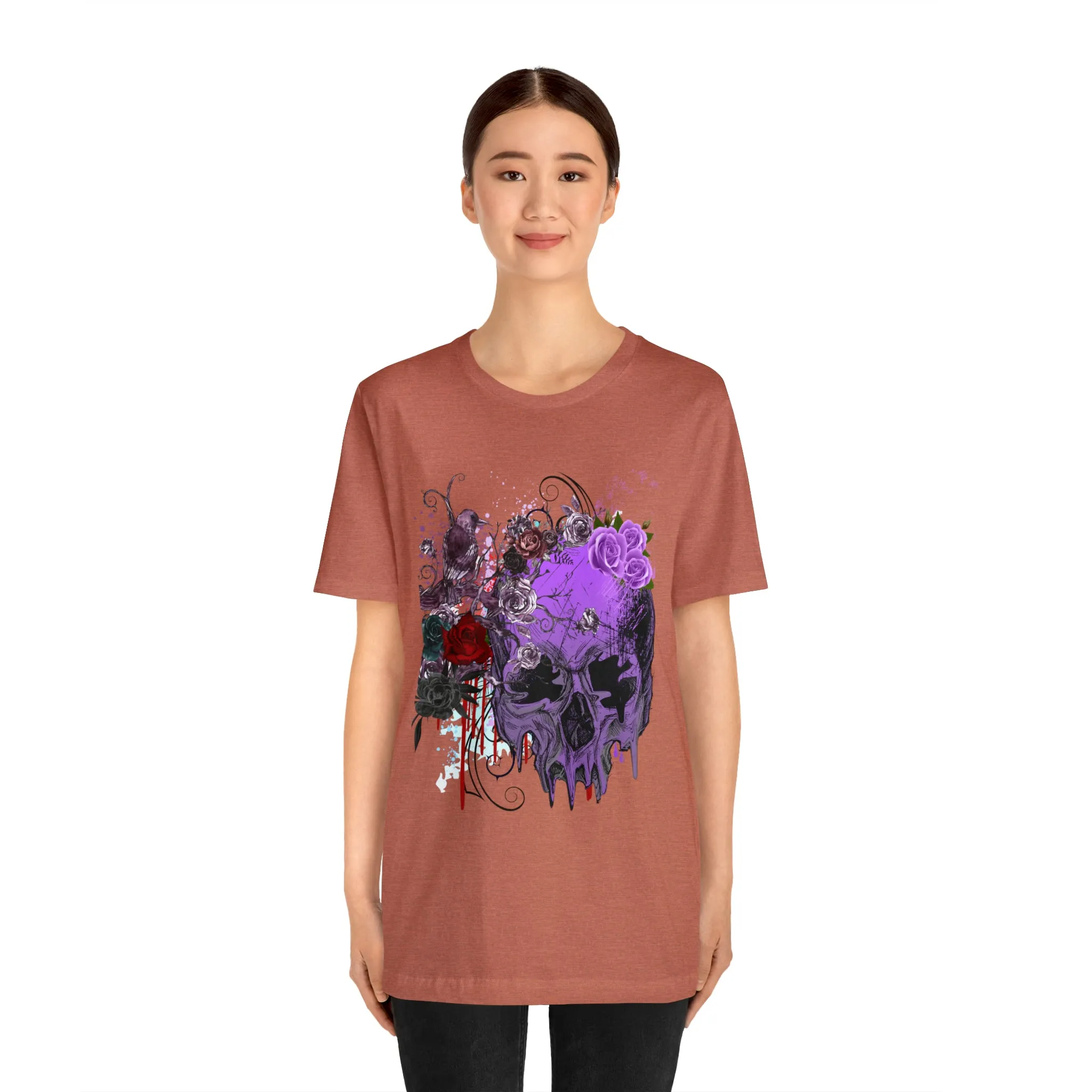 Halloween skull purple Unisex Jersey Short Sleeve Tee