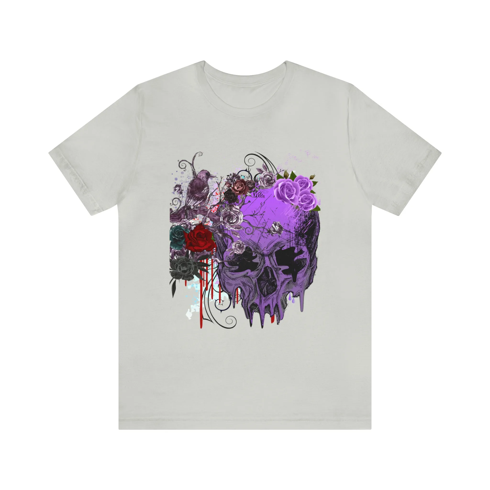 Halloween skull purple Unisex Jersey Short Sleeve Tee