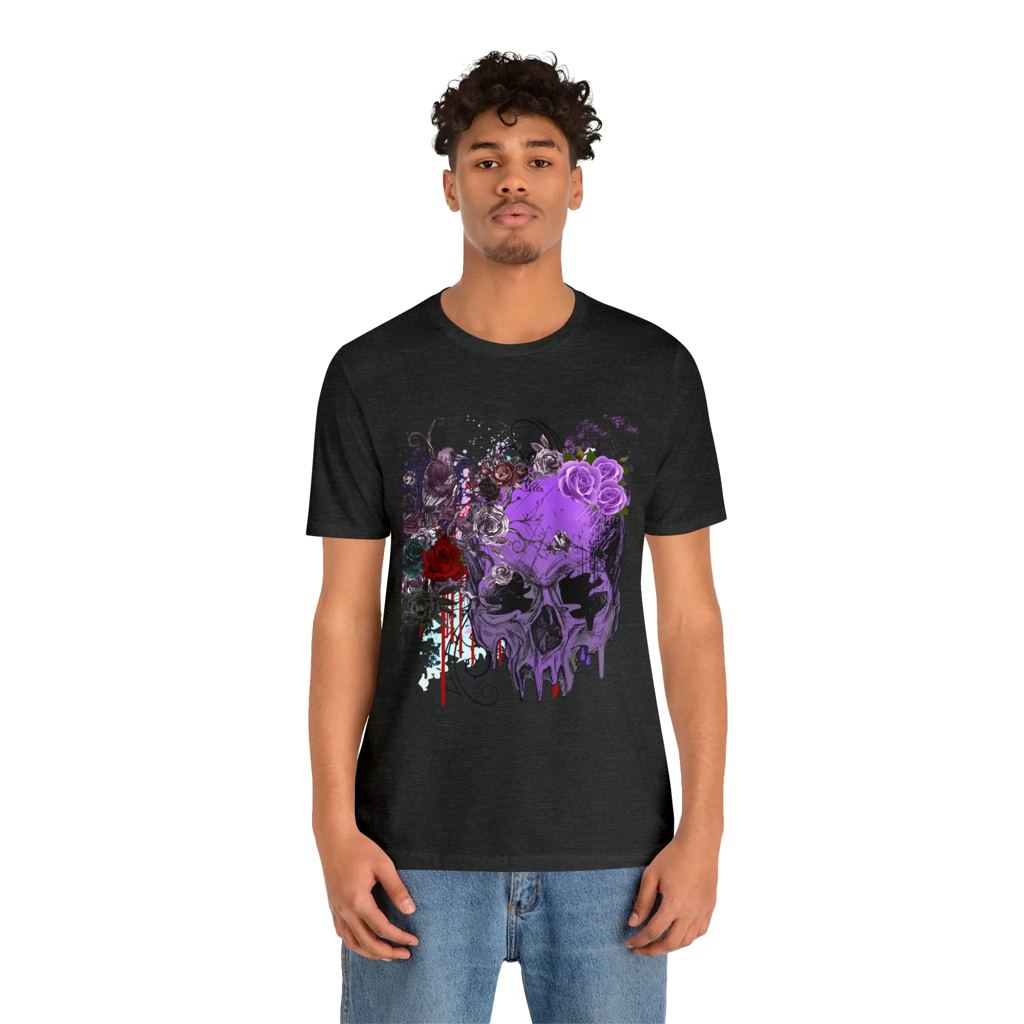 Halloween skull purple Unisex Jersey Short Sleeve Tee