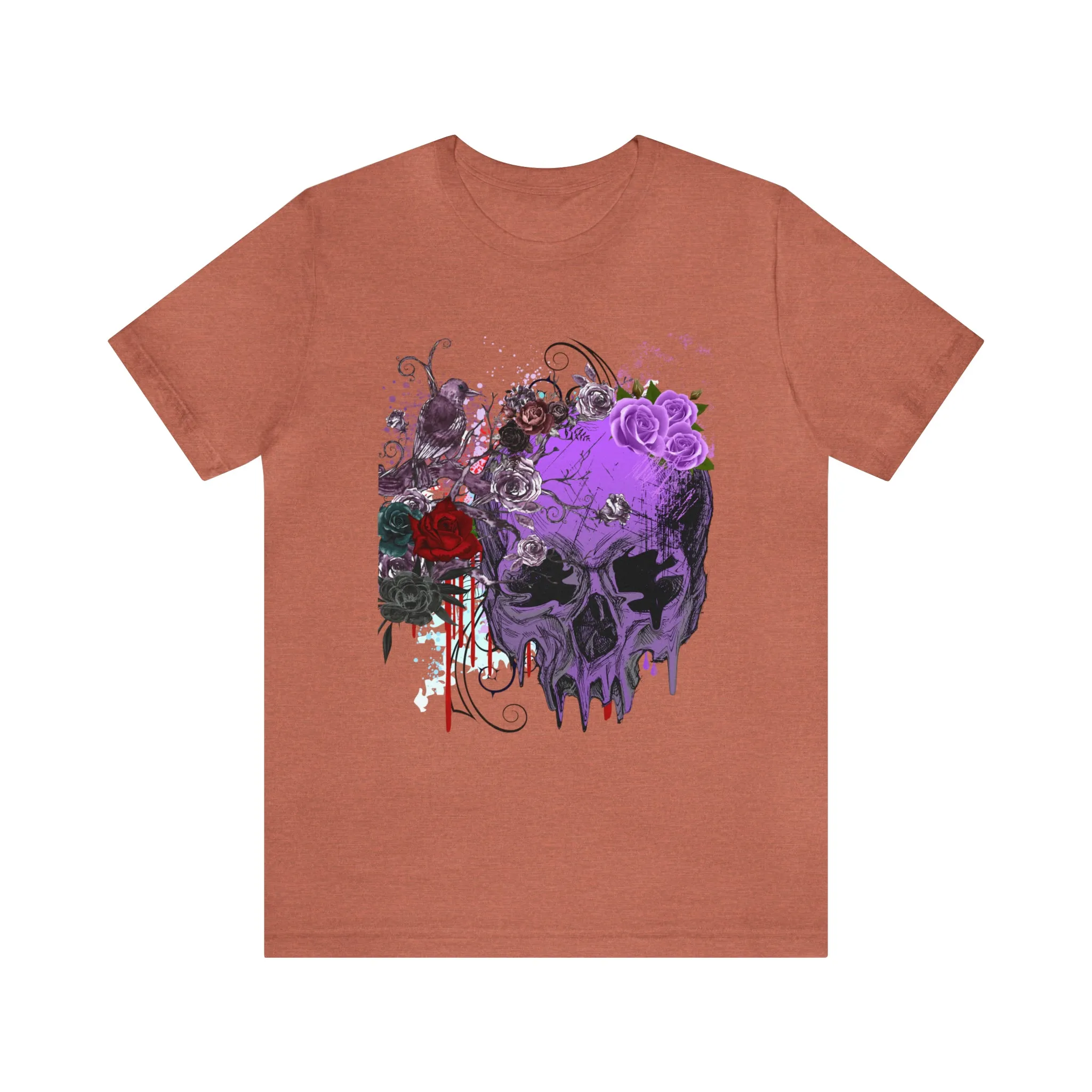 Halloween skull purple Unisex Jersey Short Sleeve Tee