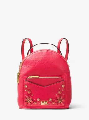 Jessa Small Floral Embellished Pebbled Leather Convertible Backpack