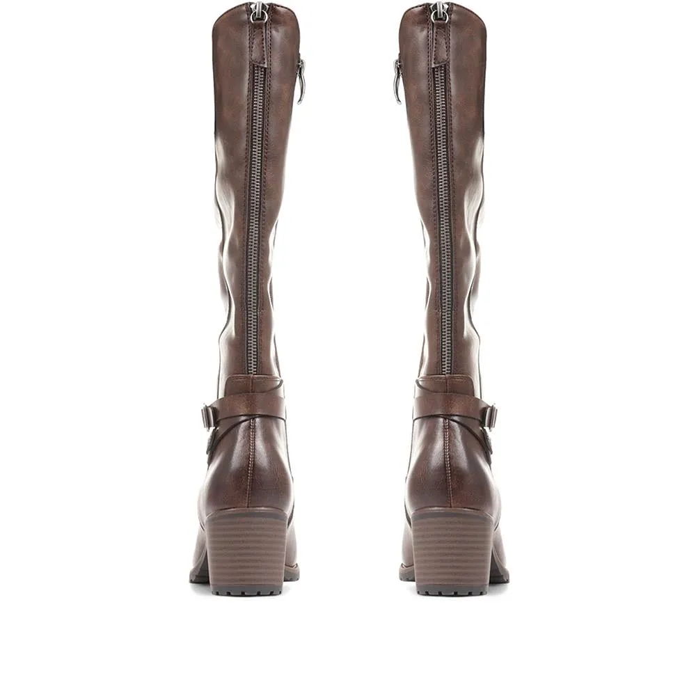 Knee High Ruched Heeled Boots - CENTR36097 / 322 661