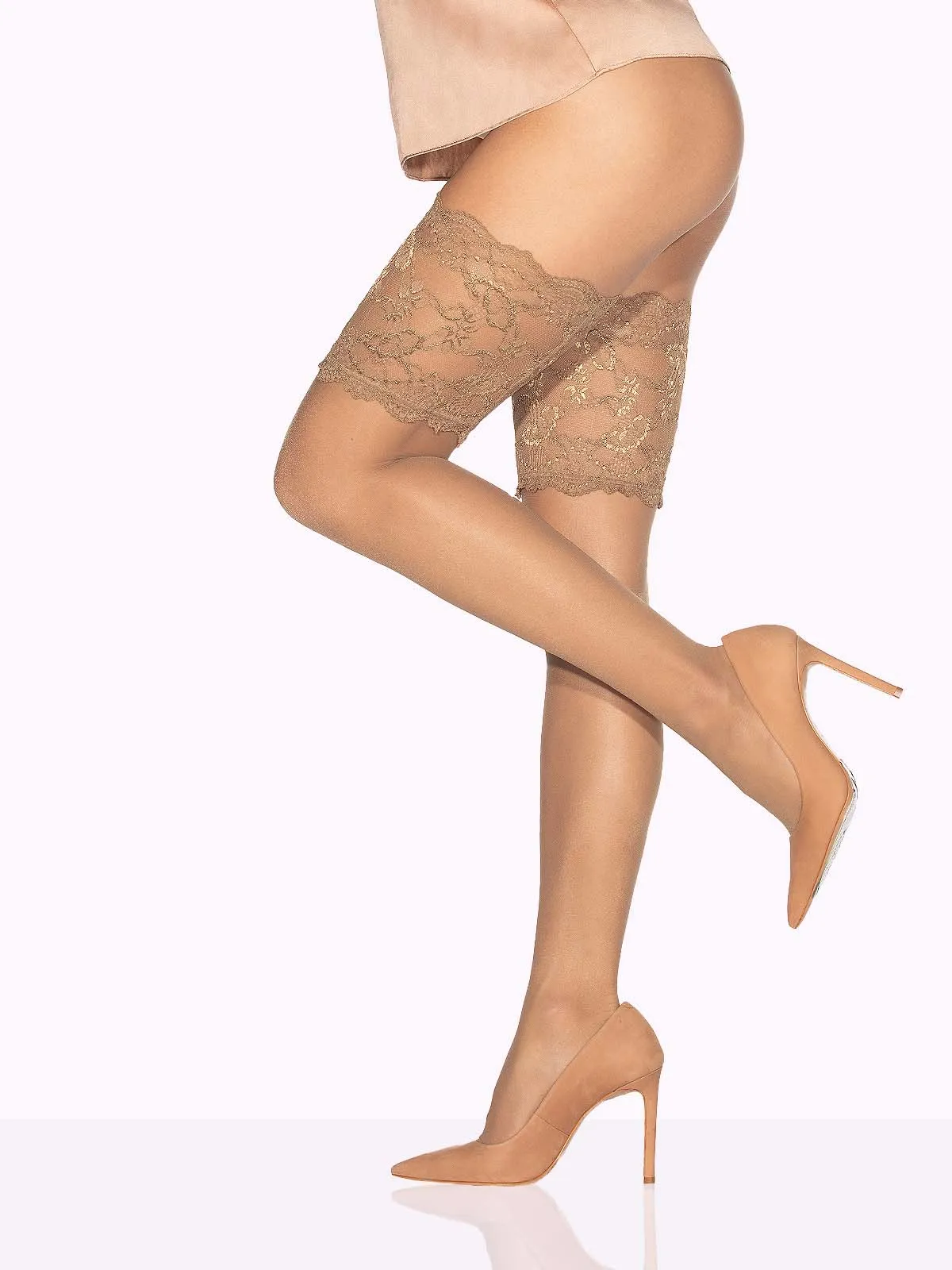 LUDOVICA Tall Floral Lace Top Thigh Highs