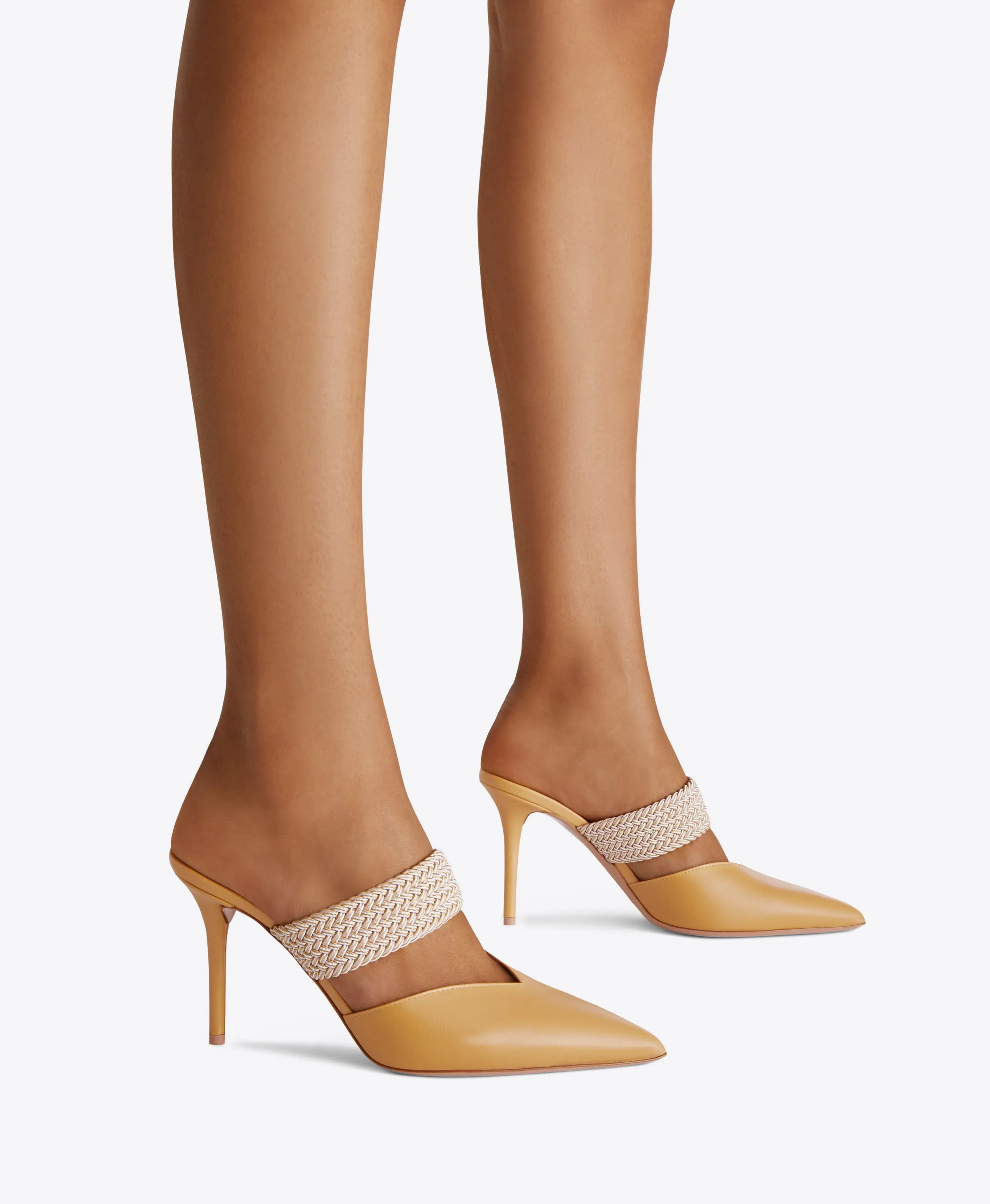 Maisie 85 Beige Leather Mules