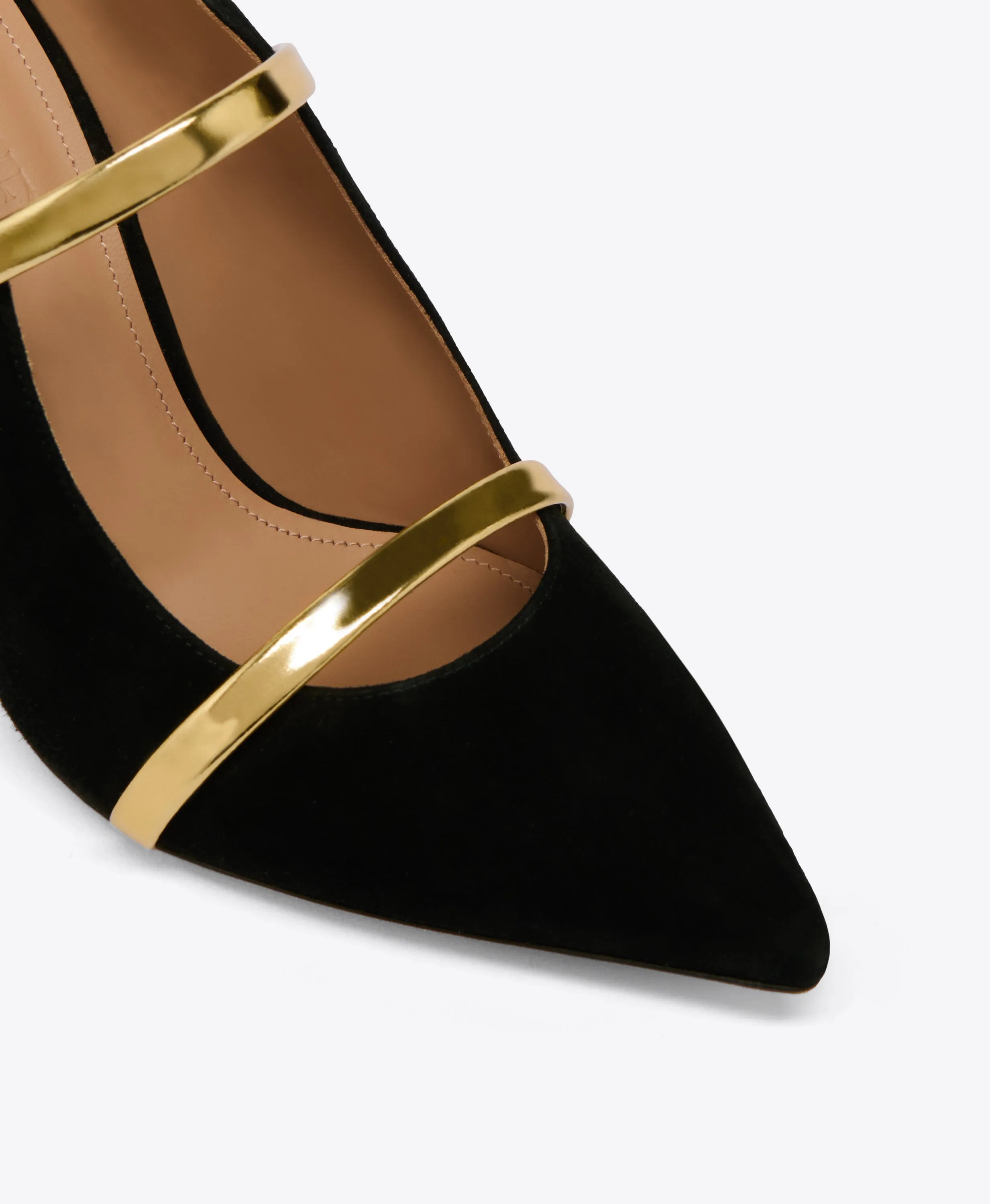 Maureen 70 Black & Gold Suede Mules